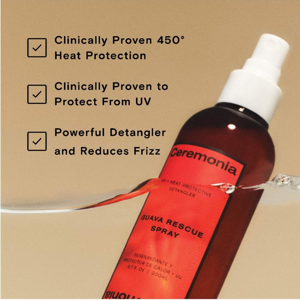 Ceremonia🍈Guava Rescue Hair Detangle Heat Protection 2 fl.oz Deluxe Travel NEW - Picture 4 of 6